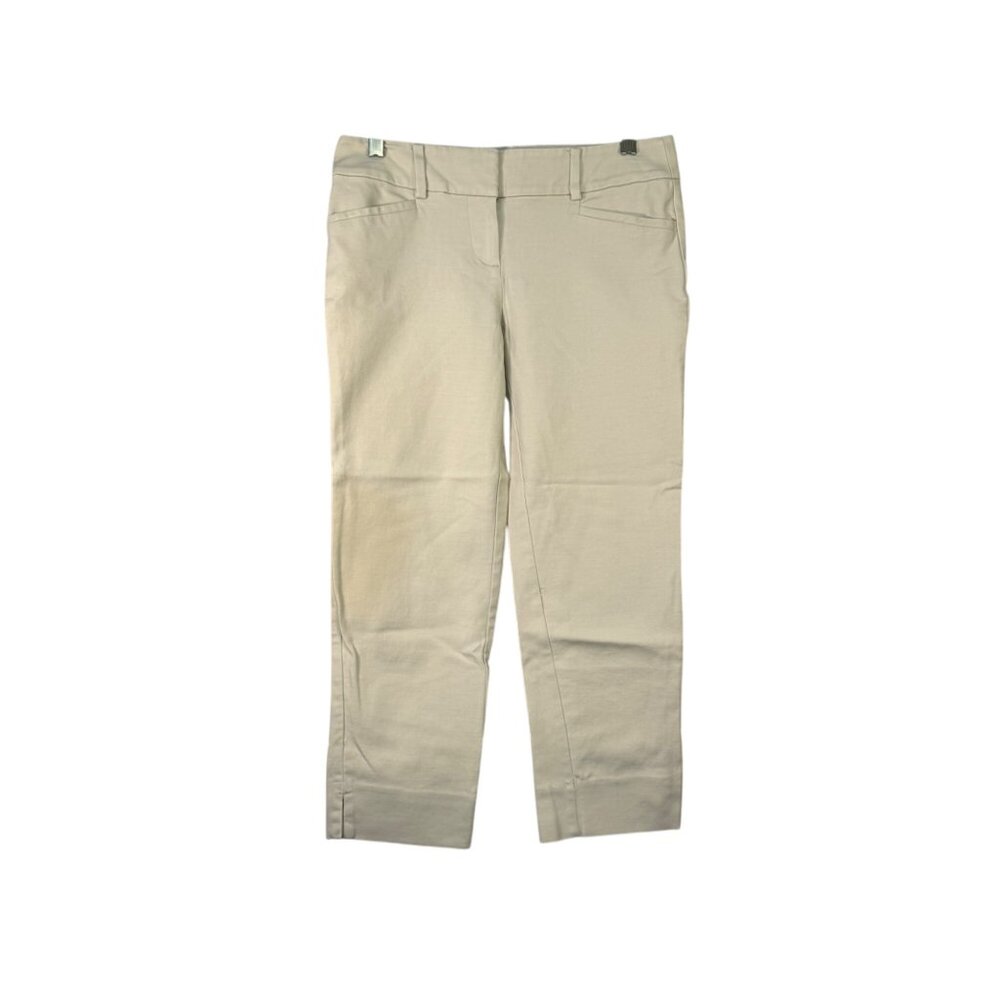 Loft Womens Marisa Straight Leg Pants Beige Cotton Blend Size 0